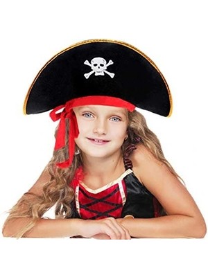 İsmiyle Al Kaptan Jack Kadife Çocuk Boy Korsan Şapkası