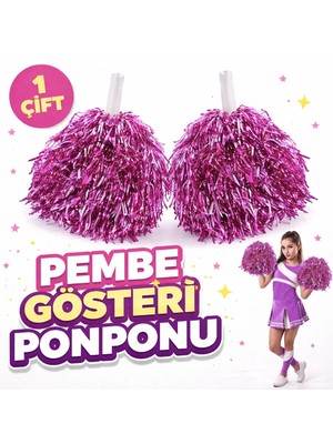 İsmiyle Al 1 Çift ( 2 Adet ) Pembe Renk 23 Nisan 19 Mayıs 29 Ekim Okul Gösteri Ponponları Ekstra Dolgun