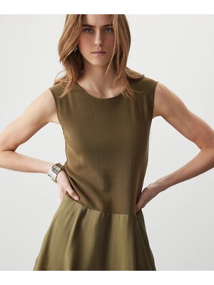 Miss İpekyol Kumaş Mix Midi Elbise IS1260002175070