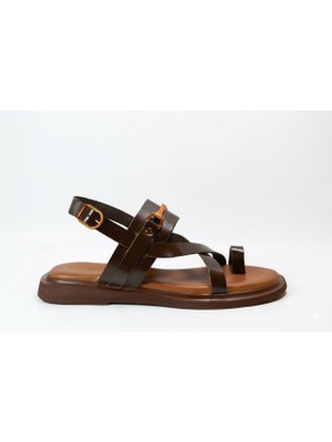 Beety 112.501 Hakiki Deri Kahverengi Kadın Bodrum Sandalet