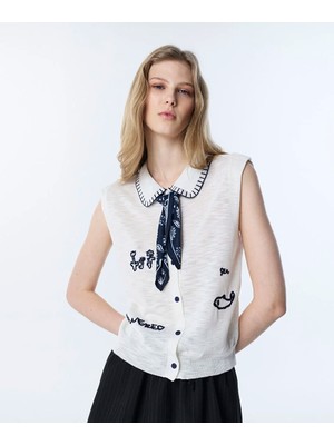 Twist Fular Aksesuarlı ve Nakışlı Triko TS1260050066018