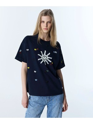 Twist Dantel Nakışlı Tişört TS1260070056015