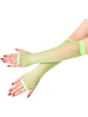 İsmiyle Al 80’ler 90’lar Retro Neon Yeşil File Parmaksız Eldiven 26 cm