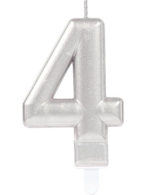 İsmiyle Al 4 Rakam Mum Gümüş Renk