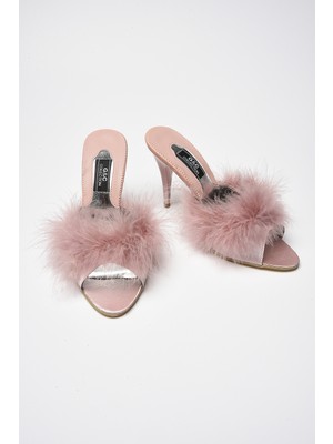 G&C Gc Kadın Gelin Terliği Pudra Renk Suni Deri Yüksek Topuklu Stiletto Çeyiz İçin Şık Tasarım