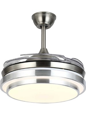 END Kumandalı Aydınlatmalı Tavan Vantilatörü Gümüş Renk 4 Kanatlı Modern Tasarım