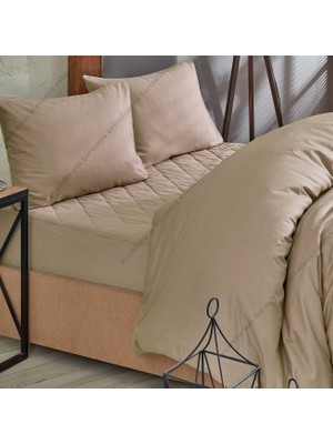 Formeya Kahverengi Kapitone Yatak Koruyucu Alez Ve Nevresim Set %100 Pamuk 8 Ebat