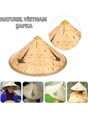 NW NessiWorld Naturel Renk Cambodia Kamboçyalı Vietnam Şapkası Pvc Hasır