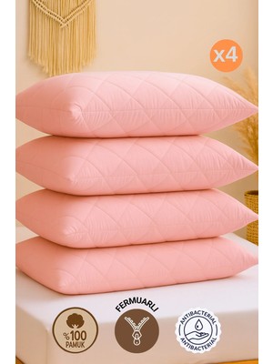 Formeya 4 Adet %100 Pamuk Kapitone Yastık Koruyucu Kılıfı-Fermuarlı Yastık Alezi Kılıf Seti 50x70 cm