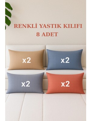 Formeya 8 Adet Kapaklı 4 Farklı Renk Yastık Kılıfı