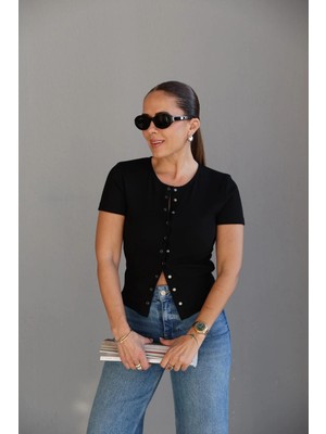 Purple By Banu Siyah Çıtçıtlı Body