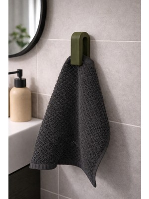 Bit Byte Brick Kendinden Yapışkanlı Dekoratif Havlu Tutucu - Zeytin Yeşili