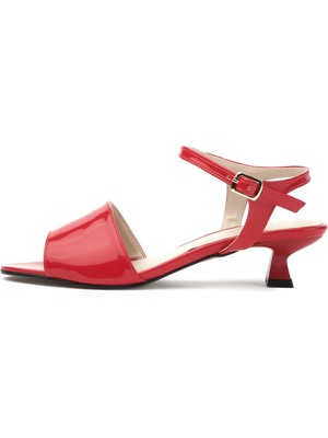 Mio Gusto Pola Kırmızı Renk Kadın Kısa Topuklu Kadın Sandalet
