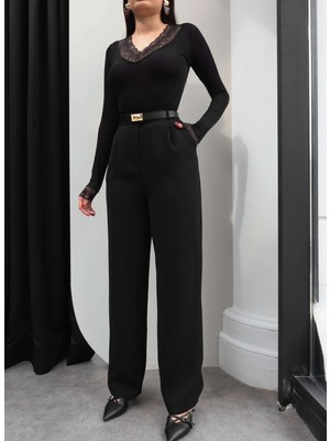 Esra Helvacı Yüksek Bel Kumaş Palazzo Pantolon