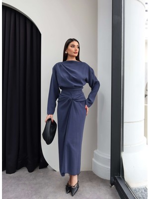 Esra Helvacı Büzgülü Etek Bluz Takım