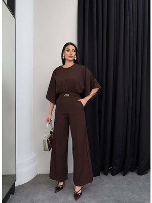 Esra Helvacı Bel Büzgülü Kemer Aksesuarlı Tulum