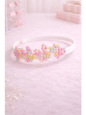 Nati Co Kız Çocuk Taç | Renkli Boncuk Detaylı Şık Bebek Saç Tacı