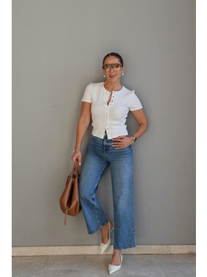 Purple By Banu Lacivert Yıkamalı Straight Fit Jean