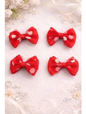 Nati Co Çiçekli Kız Çocuk Fiyonk Pens Toka Seti (4'lü)