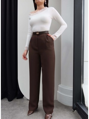 Esra Helvacı Yüksek Bel Kumaş Palazzo Pantolon