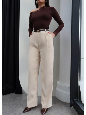 Esra Helvacı Yüksek Bel Kumaş Palazzo Pantolon