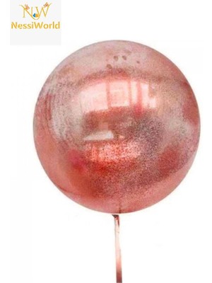 NW NessiWorld Kırmızı Simli Yuvarlak Şeffaf Balon 24 Inç