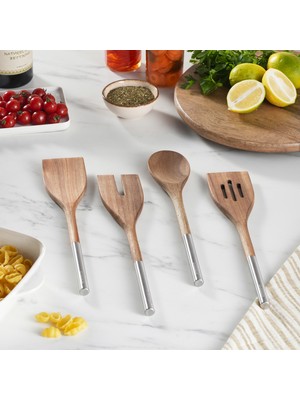 Karaca Timber 4 Parça Akasya Servis Seti - Çelik Saplı Servis Takımı