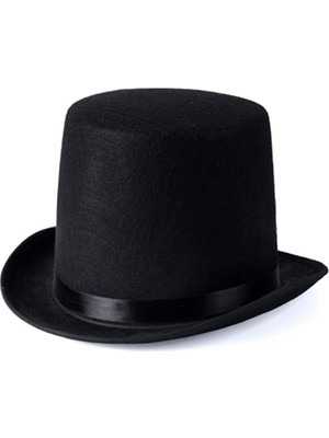 NW NessiWorld Ikinci Kalite Yetişkinler Için Siyah Renk Ringmaster Sihirbaz Şapkası Fötr Şapka 15 cm