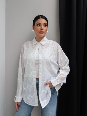Esra Helvacı Brodeli Poplin Gömlek