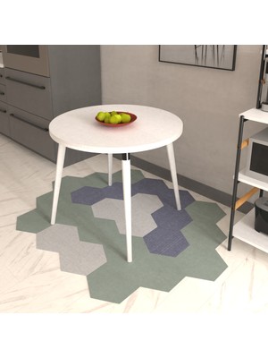 Vilinze Argos Yuvarlak Mdf Beyaz Sabit Mutfak Masası - Q90  cm