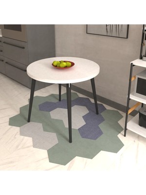 Vilinze Argos Yuvarlak Mdf Beyaz Sabit Mutfak Masası - Q90  cm