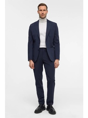 Süvari Lacivert Slim Sivri Yaka Torba Cep 6 Drop Takım Elbise