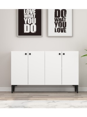 Morepp Onna 120 cm Konsol, Tv Ünitesi, Çok Amaçlı Dolap Beyaz-Siyah