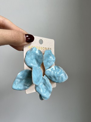 Famco Turkuaz Büyük Küpe – Statement Kadın Küpe Şık Yazlık Akrilik Küpe