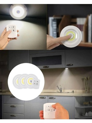 İsmiyle Al Uzaktan Kumandalı 3 Lü Kablosuz LED Spot Lamba Seti Yapışkanlı Pratik Kullanım