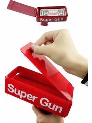 İsmiyle Al Kırmızı Parti Oyuncağı Para Saçma Fırlatma Tabancası Makinesi Super Money
