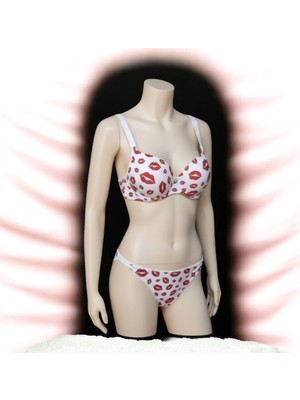 Kiss Dolgulu Balenli Dudak Desenli Sütyen takım