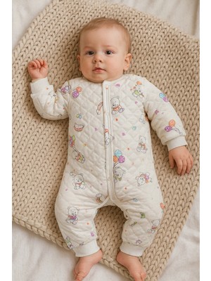 GMG Collection Baby Kız - Erkek Baklava Desenli Içi Yünlü Uyku Tulumu, Tulum, Astronot Tulumu