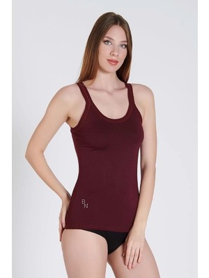 Belinay Kadın Omuz Dantel Detaylı Askılı Pamuklu Mürdüm Atlet