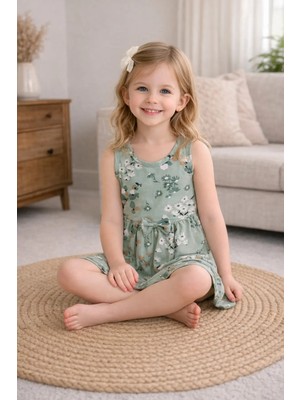 GMG Collection Baby Çiçekli ve Kurdeleli Difa Elbise