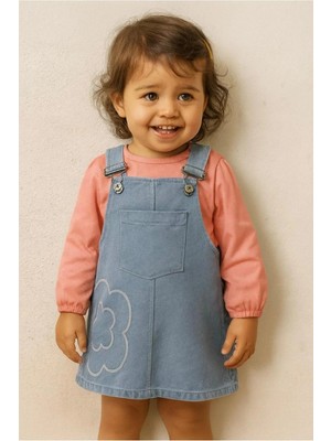 GMG Collection Baby Kız Bebek Uzun Kollu Tişört ve Kot Elbise Takımı 0344PU