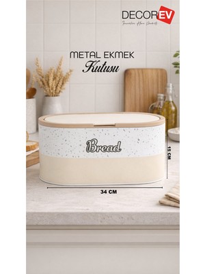 Decorev Mermer Desenli Metal Ekmek Kutusu – Şık ve Fonksiyonel Ekmek Saklama Kabı