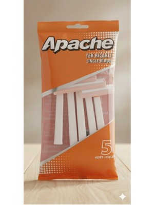 Apache Tek Bıçaklı Permatik -Banyo Traş Bıçağı (5 Adet)