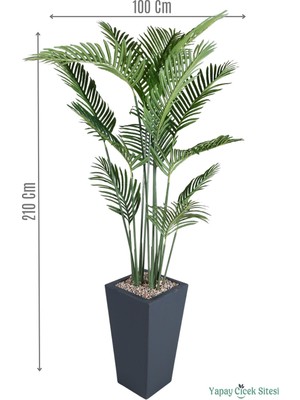 Yapay Çiçek Sitesi Ahşap Saksıda Yapay Areka Palmiye Ağacı 210 cm