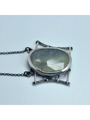 Doğaltaş Safir Taşı Gümüş Kolye (Özel Seri)