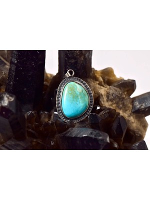 Doğaltaş Turkuaz-Firuze Gümüş Kolye