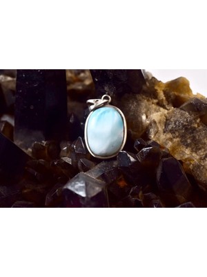 Doğaltaş Larimar Gümüş Kolye