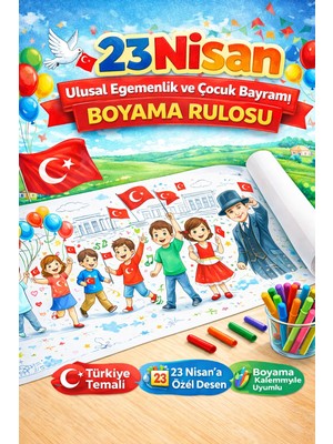 Haydi Dekor 23 Nisan Ulusal Egemenlik ve Çocuk Bayramı Boyama Rulosu – Çocuklar Için Atatürk ve Bayram Temalı 4 Metrelik Dev Boyama Kağıdı | Eğitici ve Eğlenceli Etkinlik