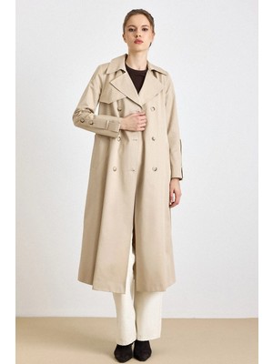 Olcay Pelerin Detaylı Punto Dikişli Su İtici Özellikli Trençkot BEJ 6826