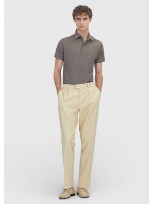 Ramsey Sarı Düz Dokuma Regular Fit Casual Pamuk Karışımlı Pantolon